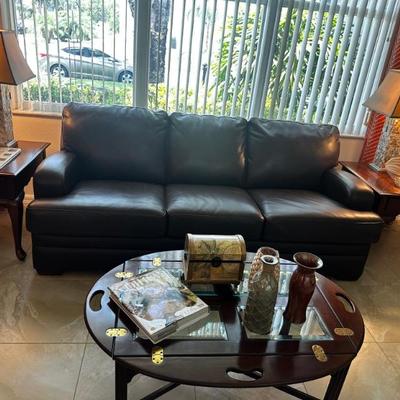 Black leather sofa