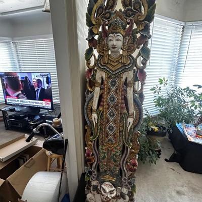 Indonesian/ Bali wood carved Deity wall panel 