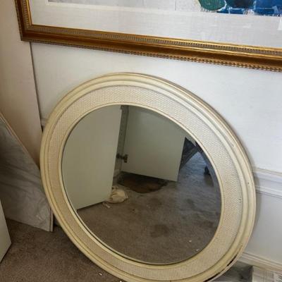 round wooden accent mirror 