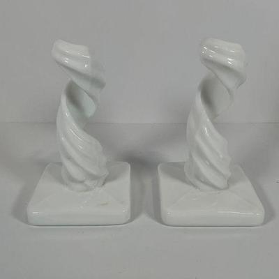 Westmoreland Twisted Milk Glass candle Holders