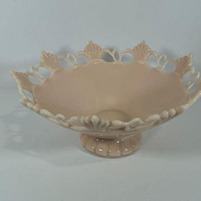 Westmoreland Almond Glass Ring & Pedestal