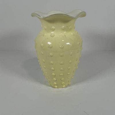 Yellow Hobnail Glass Vase