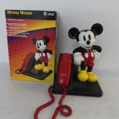 Vintage 1990 Mickey Mouse/AT&T/Design Line Telephone with Lighted Dial - In Box
