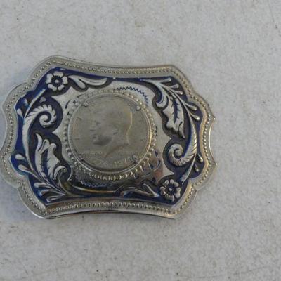 Vintage 1970s Kennedy Bicentennial Half Dollar Belt Buckle