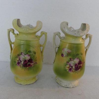 Vintage 1905-1934 A.G. Harley Jones Pair of Large Urn Vases - 6½" Diameter x 12¾" Tall