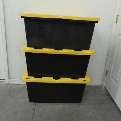 Project Source Commander Heavy Duty 27-Gallon Tote with Snap Lid #0044066 - 3 in All