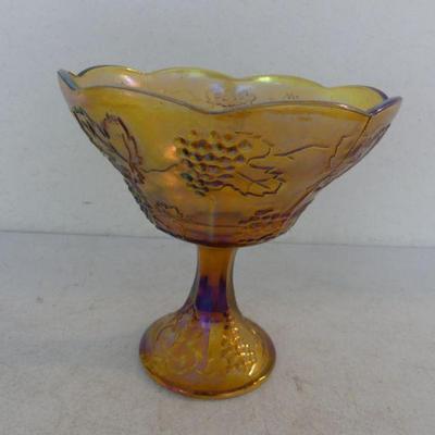 Vintage MCM Colony Glass "Harvest Carnival - Amber" Round Compote - 8¼" Diameter x 8½" Tall