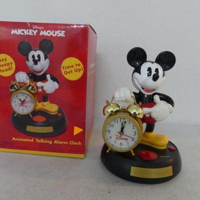 Vintage Mickey Mouse Talking Animated Alarm Clock - In Box