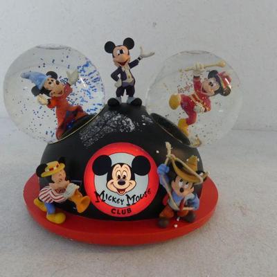 Disney Mickey Mouse Club Musical Double Snow Globe - Plays "Mickey Mouse March" - New in Box