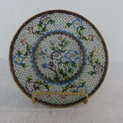 Vintage 1920-1940 Chinese Plique-a-Jour Cloisonné 7" Plate