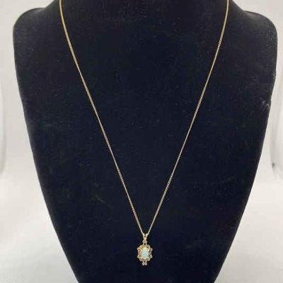 14K Yellow Gold Opal Pendant Necklace * 1.59 Grams
