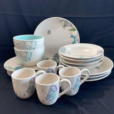Edie Rose Home * Peacock * Bloom Dishes * 18 Pieces
