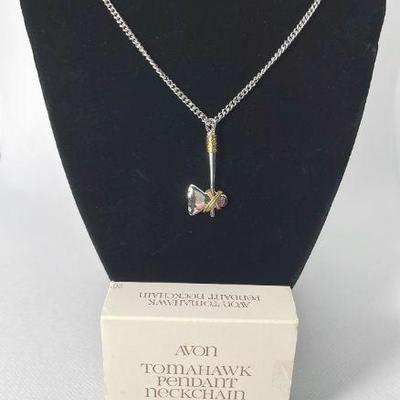 Avon 20” New In Box Tomahawk Pendant * Chain * Silver Tone * Brass
