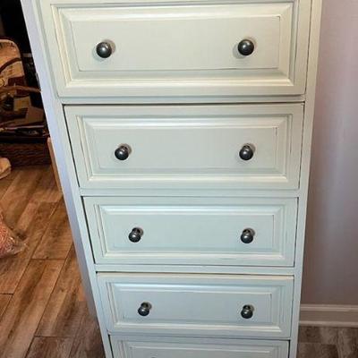 Cute White Highboy * Light Shabby Chic * Great Size For Small Space
