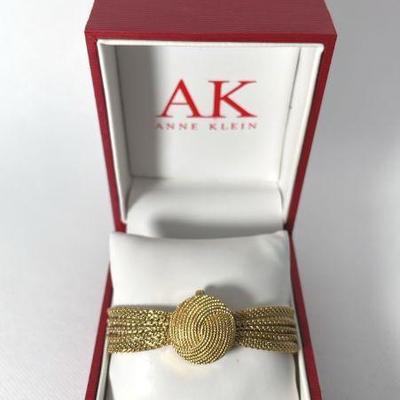 New Anne Klein Gold Toned Bracelet Watch * Tiny Diamond Detail 12:00
