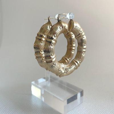 14K Yellow Gold Thick Pierced Hoop Earrings * 12.15 Grams
