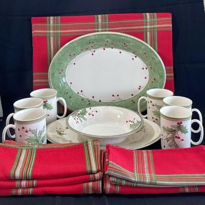 Lenox Holiday Gatherings Platters * Mugs * Place Mats * Napkins

