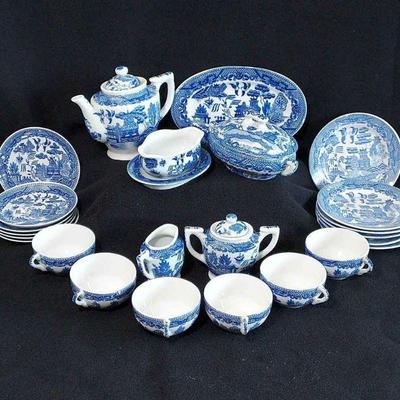 Nippon Butusan Little Hostess Blue Willow Toy Dining Set For 6 (27 Pieces)
