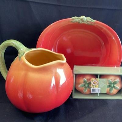 Fun Tomato Serving Bowl * Pitcher * S & P Shakers Set * The General Store
