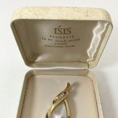 Isis Cultured Pearl 14K Yellow Gold * Diamond Pendant
