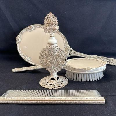 Vintage Dresser Set * Mirror * Brush/Comb * Perfume Bottle Set
