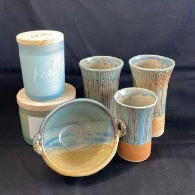Handmade Pottery Bowl * Tumblers * New Jar Candles

