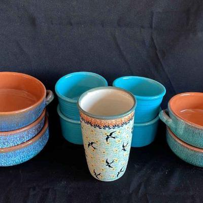 Chantal Ramekins * Polish Made Pottery Tumbler * Made In Spain Pottery Bowls

