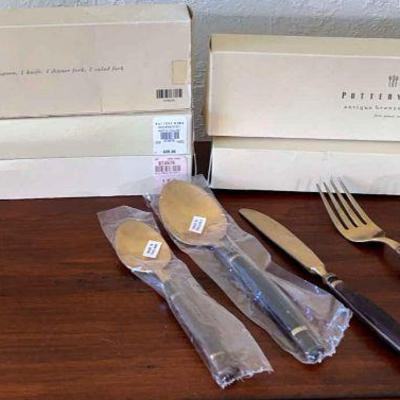 6 Pottery Barn Sets Of Antique Bronze Flatware
