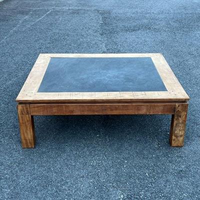 SLATE STONE TOP COFFEE TABLE | l. 47-1/2 x w. 42 x h. 16 in

