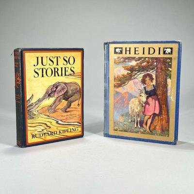 (2PC) CHILDREN’S FICTION | Including Just So Stories by Rudyard Kipling (1912) and Heidi by Johanna Spyri, illustrated by Jessie Willcox...