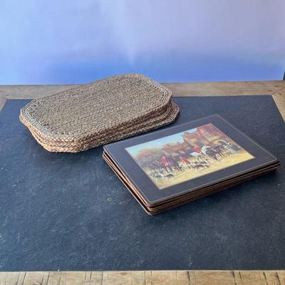 (12PC) VINTAGE PIMPERNEL TALLY HO CORK-BACKED PLACEMATS | l. 15.7 x w. 11.7 in

