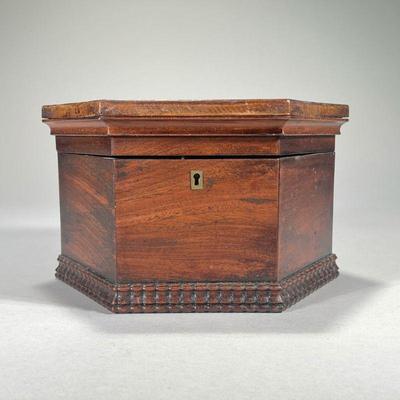 ANTIQUE HEXAGONAL SEWING BOX | l. 9 x w. 10 x h. 6 in

