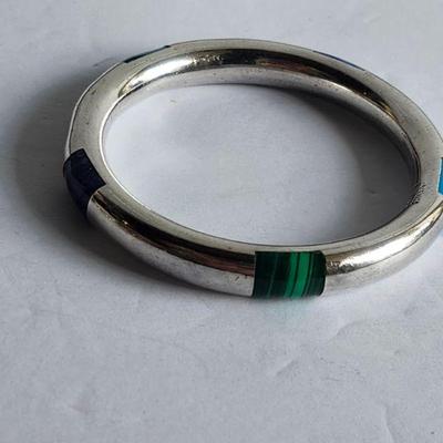 Multi Stone Sterling Bangle Bracelet