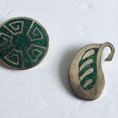 Sterling Malachite Pins