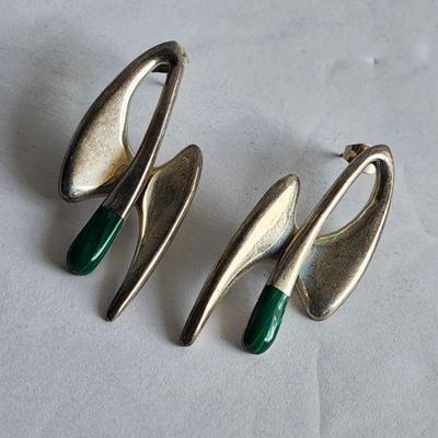 Sterling & Malachite Earrings