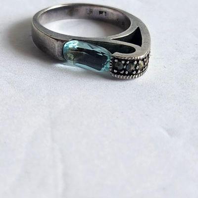 Sterling Marcasite & Topaz Ring