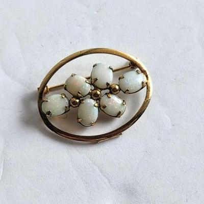 Gold Filled & Opal Brooch