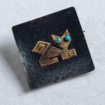 Sterling & Gold Cat Pin