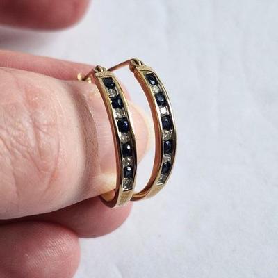 Sapphire Diamond & Gold Hoop earrings
