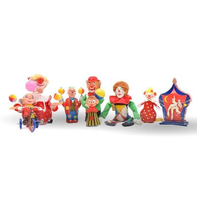 Lot Of Assorted Clown Figurine Toys & Music Box