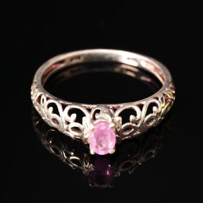 925 Sterling Silver & Pink Tourmaline Ring