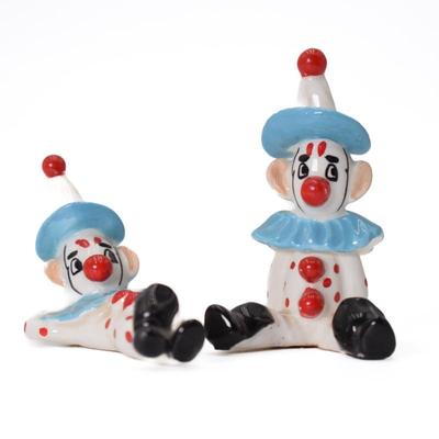 Pair Of Kelvin's Small Porcelain Clown Figurines