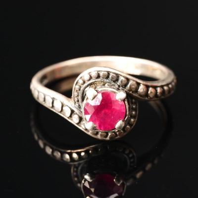 925 Sterling Silver & Ruby Solitaire Ring
