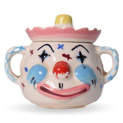 Betson's Japan Ceramic Clown Sugar Bowl w/ Lid