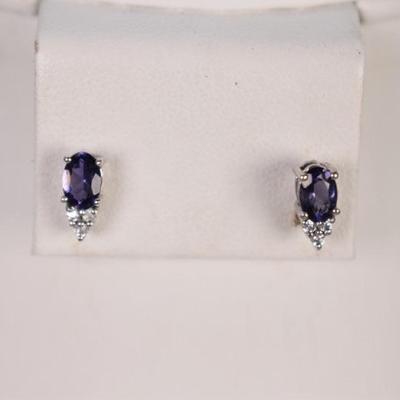 925 Sterling Silver & Iolite Stud Earrings
