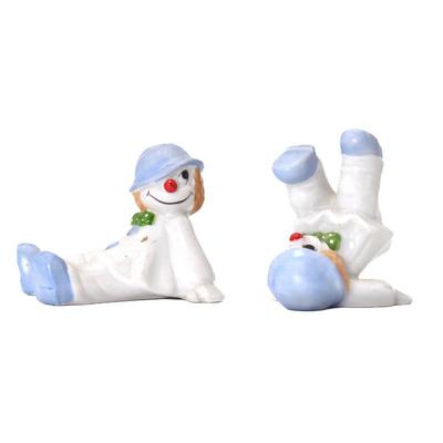 Vintage Pair Of Fitz & Floyd Hand Painted Ceramic Tumbling Clown Figurines