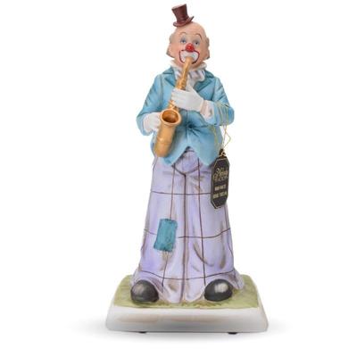 Melody In Motion Hand Painted Porcelain “Saxophone Clown” Music Box Made By Waco