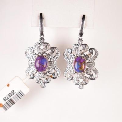 925 Sterling Silver w/Purple Stone Earrings