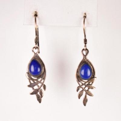 925 Sterling Silver & Lapis Dangle Earrings