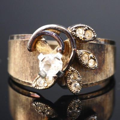18k Electroplated Gold Textured Multistone Ring
